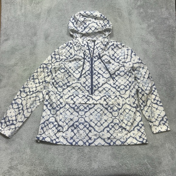 The North Face Jacket Women's XL Blue Geometric Anorak Lightweight Windwall SPOT - Picture 1 of 16